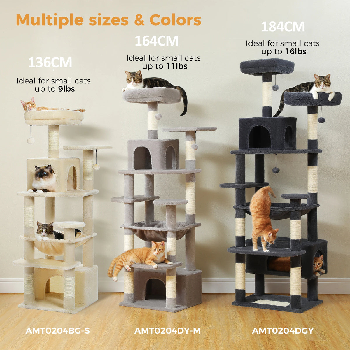 Pawz Road Premium Cat Tree With Sisal Posts And Hammock For Indoor Cats