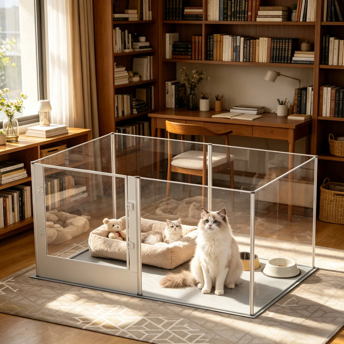 Bingopaw Acrylic Dog Playpen 6 Panel Exercise Pen With Mat